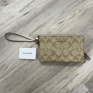 Coach Tan Signature 2 Bag Wristlet